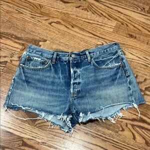 Agolde Blue Jean Shorts Distressed Cutoff Button Fly